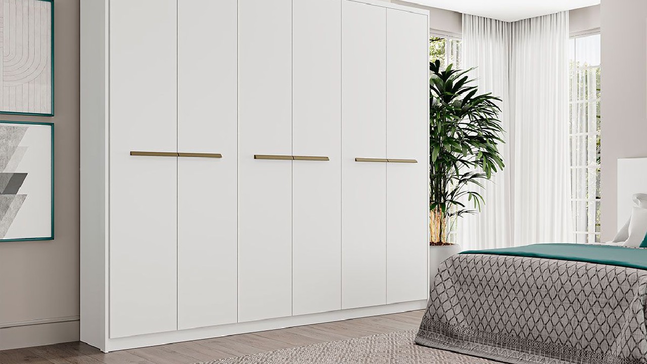 Guarda-roupa de casal branco 6 portas