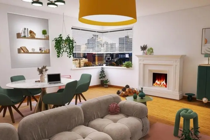 Interior de casa com design fofinho