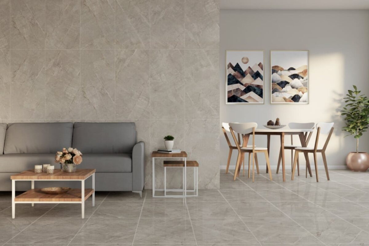 Decoração de sala com piso de cerâmica